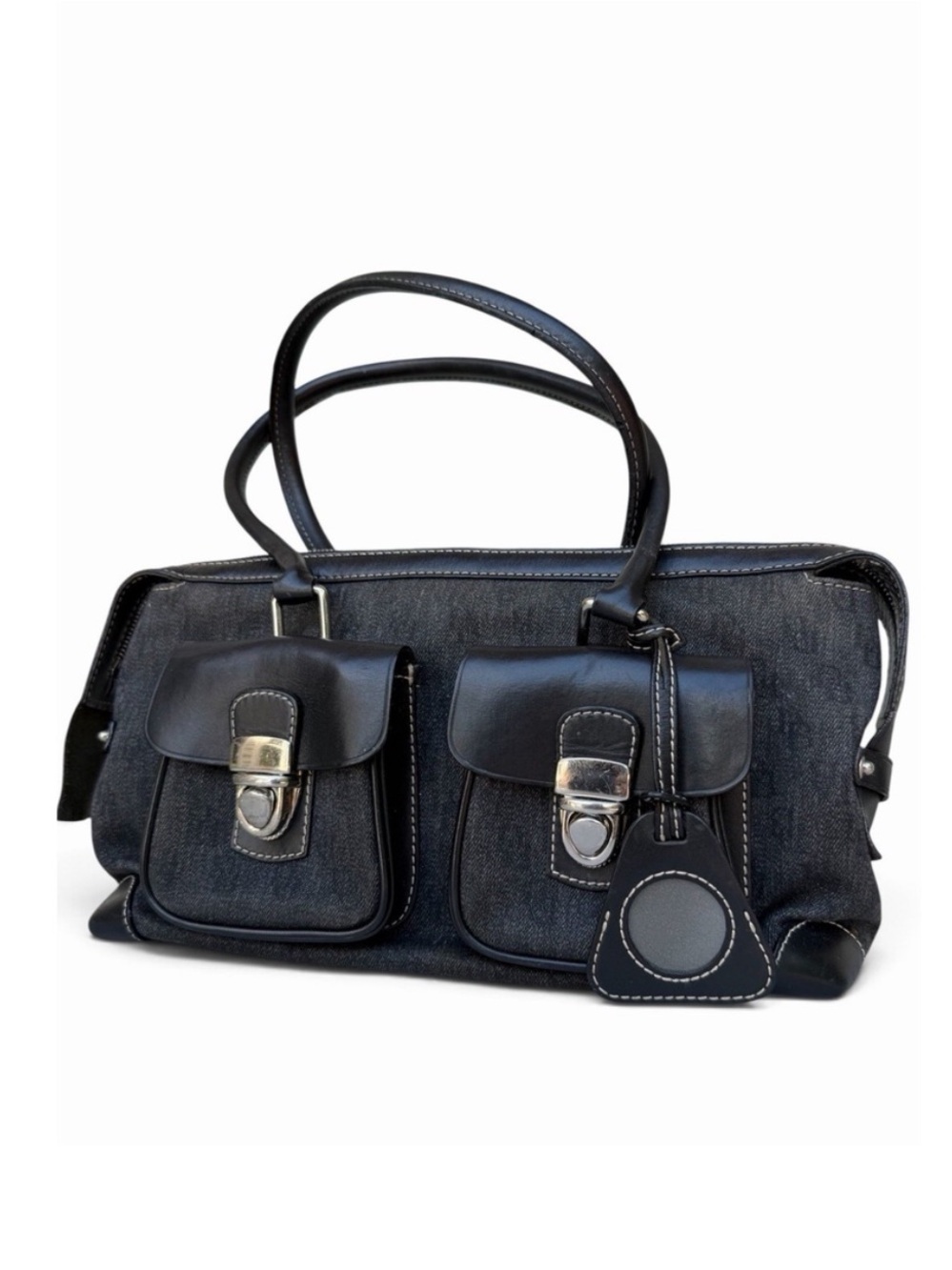 Dooney & Bourke Black Two-Pocket Satchel with Leather Trim